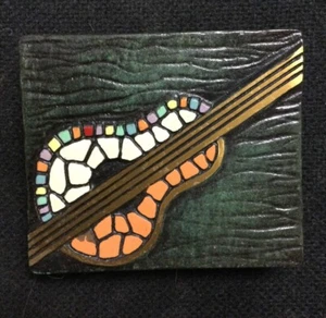 Vintage Israel Tobacciana Heavy Dayagi Brass Cigarette Box Mid-Century Guitar - Picture 1 of 10