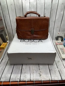 Bosca Old Leather Flap Envelope Brief - Cognac NEW in BOX! - Picture 1 of 14
