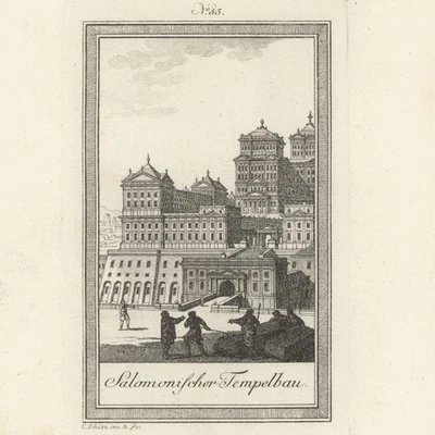 Bibel Altes Testament Salomon Tempelbau Weltgeschichte Orig Kupferstich 19 Jhd - Bild 1 von 3