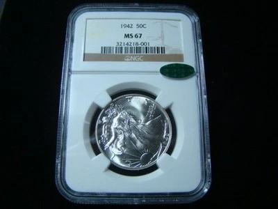 1942 Walking Liberty Silver Half Dollar NGC Graded MS67 CAC #3214218-001 - Image 1 of 4