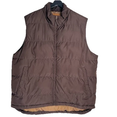 St John's Bay Men's Puffer Vest Size L Brown Full Zip No Hood Hiking Outdoors - Image 1 of 4