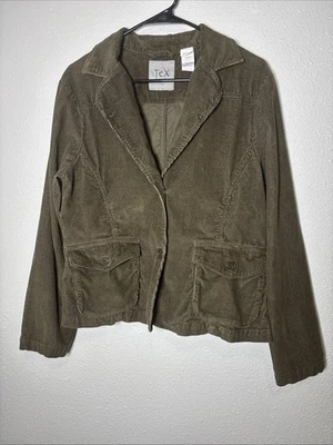 Blazer Tex by Max Adria Verde 2 Botones, Pana Cuello en V Mujer’s Talla 12 Foto 1 de 4