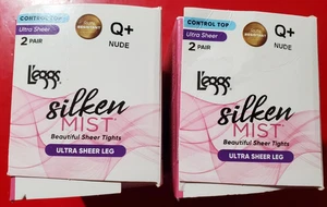 Neu Damen L'eggs Silken Mist Control Top Strumpfhosen 4 Paar ~ Größe Q+ NUDE - Bild 1 von 5