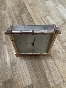 Pottery Barn Carlyle Wecker versilbert Bambusrahmen Art Deco KOSTENLOSER VERSAND - Bild 1 von 12