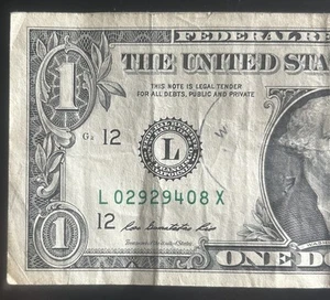(“X” Run Note!) $1 Rare X Run Note L02929408X Series 2009 - Picture 1 of 3