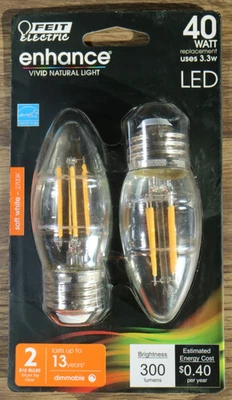 FEIT ELECTRIC Compact LED Dimmable Bulb Medium Screw (E26), LED, B10, Soft White - Image 1 of 2