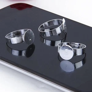 10pcs Ring Bases Adjustable Silver Plated Ring Base Setting Blanks Round Bezel - Picture 1 of 11