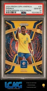 2024 Panini Prizm Copa America Phenomenon Endrick Gold Prizm/10 Rookie PSA 10 - Imagen 1 de 2