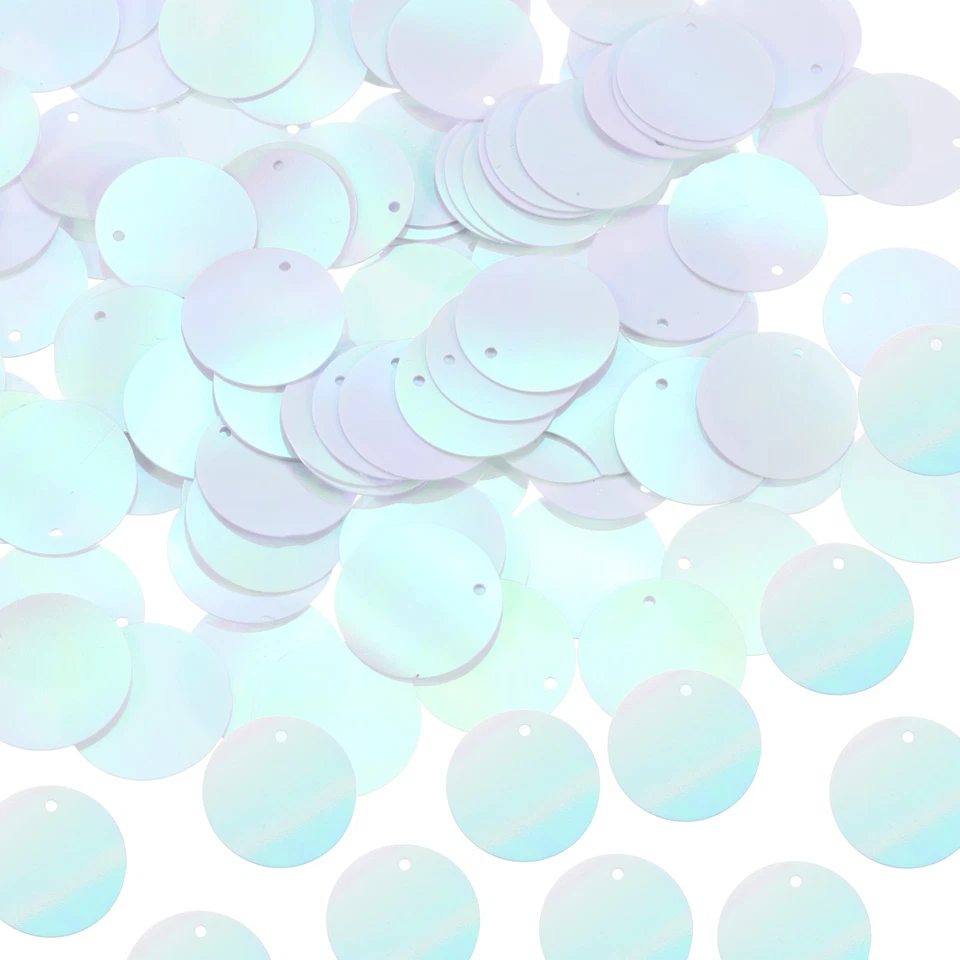 Lentejuelas redondas planas 450 piezas, lentejuelas sueltas de 20 mm/0,8 pulgadas, blanco AB Foto 1 de 4