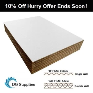 White Cardboard Corrugated Sheets Pads Divider Art Craft Board A5 A4 A3 A2 A1 A0 - Picture 1 of 3