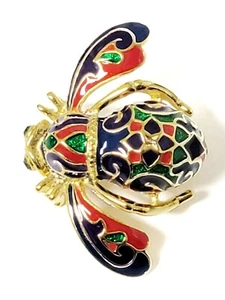 Joan Rivers Colorful Blue Green Red Bee Pin Brooch - Picture 1 of 6