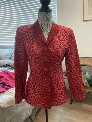 Abrigo Chaqueta Rojo Manga Larga Botón Mezcla Algodón Carlisle Vintage Talla 6 Nuevo Sin Etiquetas Forrado Foto 1 de 4