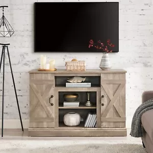 Farmhouse Classic TV Stand Fits Up to 50 TVs with Open & Closed Storage - Picture 1 of 9
