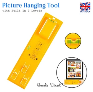 Colgador de marco imagen herramienta fácil para colgar con 2 niveles regla de ambos lados marcas decoración - Imagen 1 de 8