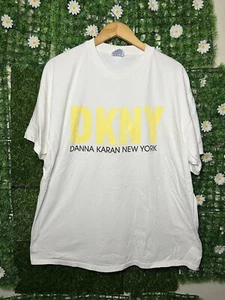 Vintage Y2K DKNY Jeans Spellout Logo T-Shirt Mens Size XL White 90s RARE SEE - Picture 1 of 6
