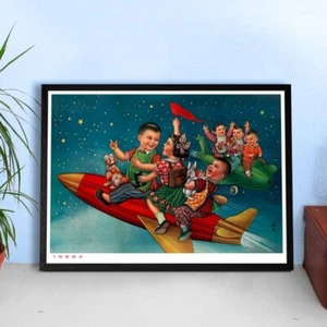 Flying to the stars, China 1950s — Chinese space retro poster, propaganda poster - Picture 1 of 12