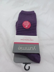 Yummie 1 Paar modische Crew-Socken Blasenstruktur lila weich Signatur Viskose - Bild 1 von 5