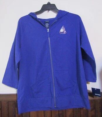 BASIC EDITIONS PLUS WOMANS SIZE 1X PERIWINKLE PURPLE JACKET HOODED CASUAL NWT - Image 1 of 2