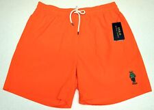 Polo Ralph Lauren Polo Bear Swim Trunks Orange Logo Embroidered Board Shorts $89