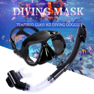 Adult Tempered Glass Diving Set Scuba Anti-Fog Goggles Snorkeling Mask Tube - Picture 1 of 17