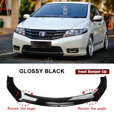 For Honda City 2010-2024 Front Bumper Lip Spoiler Splitter Body Kit Gloss Black Foto 1 de 4