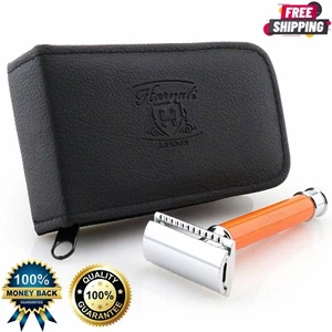 Maquinillas de afeitar de viaje de colección afeitadora de doble filo de cuero de seguridad con estuche - Imagen 1 de 8