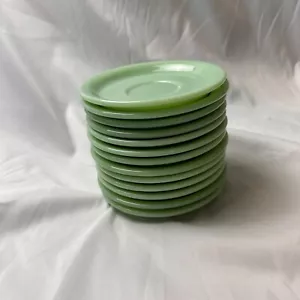 Fire King Jadeite Jadite Green Milk Glass RW Restaurant Ware Heavy Saucers - Picture 1 of 10