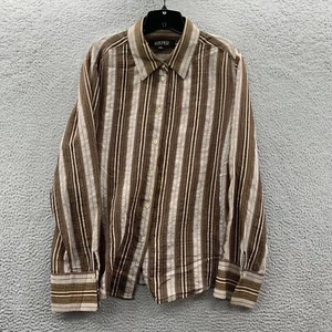 KASPER Shirt Womens Size 18 Button Up Blouse Top Striped Long Sleeve Brown * - Picture 1 of 14
