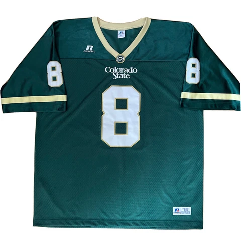 Colorado State Rams Football Jersey 2XL Green White Russell Athletic Sportswear Cover