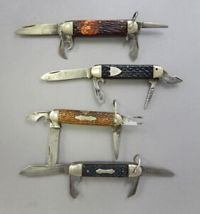 4 Lot Vintage Boy Scouts Of America BSA Pocket Camp Knife Camillus Ideal Schrade
