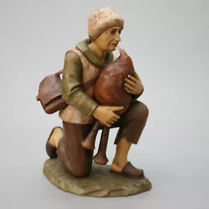 11" Tall Wooden Bagpiper Zampogna Player Nativity Scene Carving Figure Creche - Picture 1 of 10