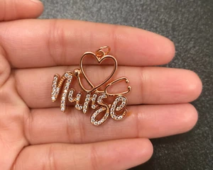Nurse Charm Rose Gold DIY Pink Gift For Nurse Pendant Bling for Jewelry Making - Picture 1 of 4