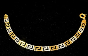 BRACCIALE CHIAVE GRECA ORO 21K VINTAGE 10,6 GRAMMI 7 1/4 LUNGO 10MM LARGO - Foto 1 di 12