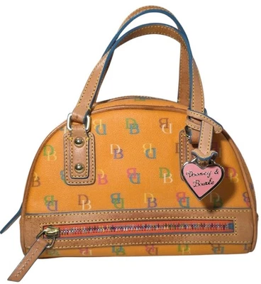 Bolso de Mano DOONEY & BOURKE VINTAGE Retro Y2K Mini Gimnasio Lona Arco Iris Top Cremallera Naranja Foto 1 de 4