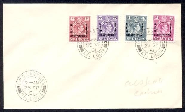 ST LUCIA 1951 NEW CONSTITUTION KGVI FDC - Image 1 of 1