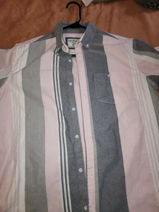 Free Planet Men's Blue Short Sleeve Button-Up Shirt, Large, Cotton - Picture 1 of 5