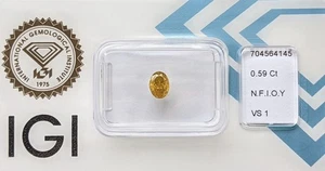 IGI Certified - 0.59 ct - Natural VS1 Diamond Fancy Intense Orangy Yellow -Oval- - Picture 1 of 4