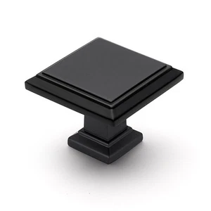 25 Pack 1-3/16 Inch Matte Black Kitchen Square Cabinet Knobs Solid Drawer Pul... - Picture 1 of 5