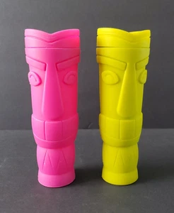 Tiki Silicone Push Pops Pink Green 5 1/4" Tall Set of 2 - Picture 1 of 2