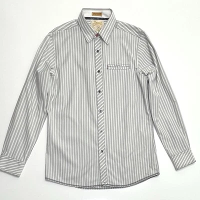Sovereign Code Button Up Shirt Men's M Woven Pleasure Grey Stripe Craig Style - Image 1 of 4