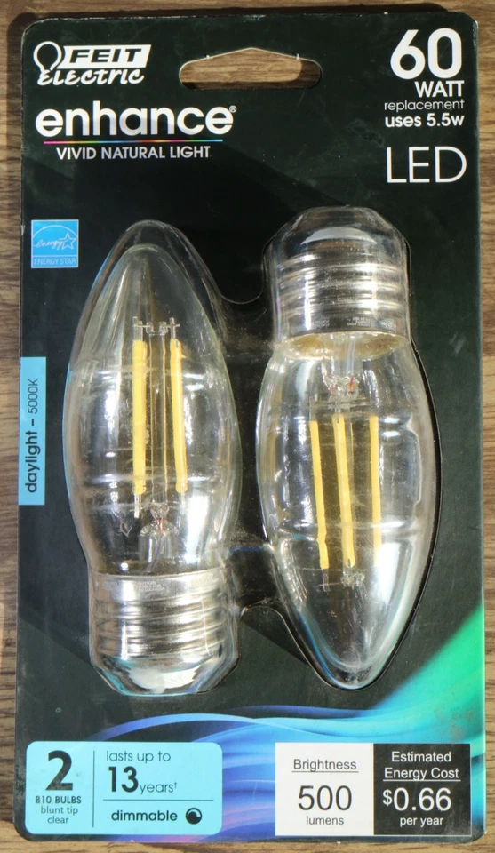 FEIT ELECTRIC Compact LED Dimmable Bulb: Medium Screw (E26), LED, B10 - Image 1 of 1