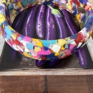 Vintage Colorful Embedded Lucite Chips Bangle - Picture 1 of 3