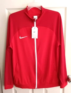 Nike Dri Fit TRACK JACKET Mens Large ZIP POCKETS Embroidered Logo RED Fast Ship - Picture 1 of 18