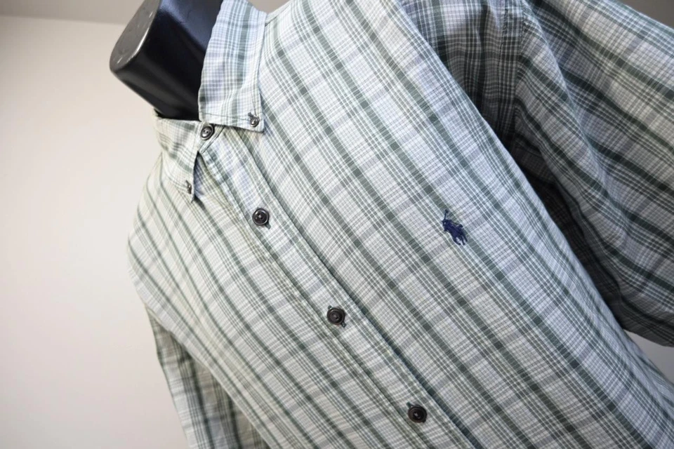 Винтажная спортивная рубашка Ralph Lauren на пуговицах с коротким рукавом в клетку на пуговицах мужская размер XL - Изображение 1 из 4