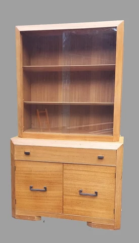 Vintage Mid Century Basic Witz Two Piece Glass Front China Cabinet Cover