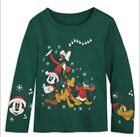 T-shirt de vacances de Noël vert Disney Mickey and Friends taille XL à manches longues neuf avec étiquettes