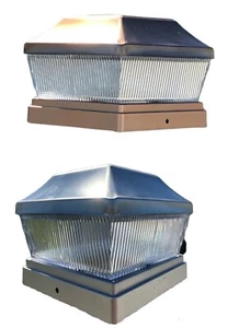 6 Pack Solar Stainless/Copper Metal Plated Cap Light 2 SMD LED 5"x5" Post Fence - Picture 1 of 7