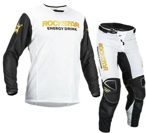 2023 Fly Racing Kinetic Mesh Motocross Gear Rockstar White Black Gold Adults - Picture 1 of 4