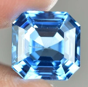6.00 CT Natürlich Schweizer Blau Topas Asscher Makellos Zertifiziert Lose - Picture 1 of 7