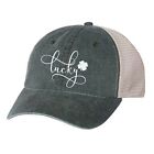 Lucky Vintage Trucker Hat - St Patrick's Day Four Leaf Clover